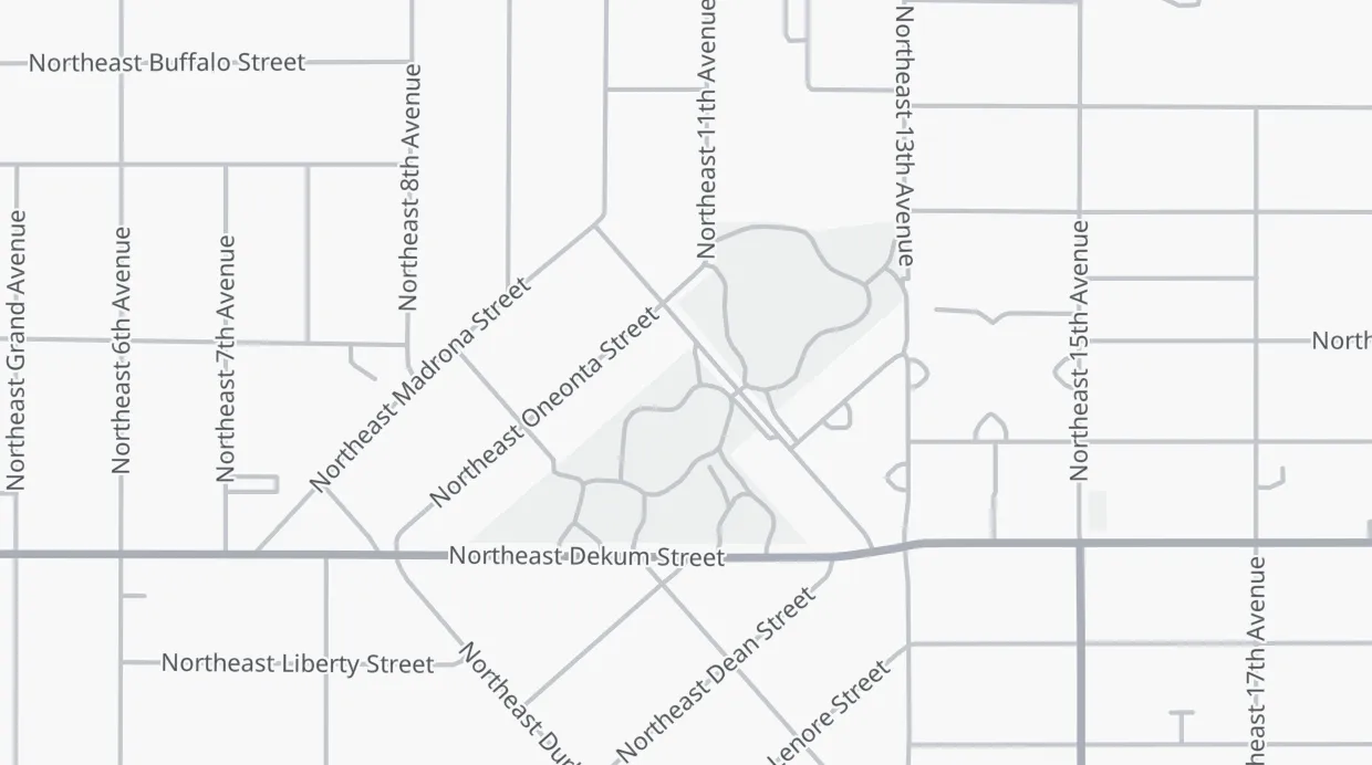 A map of the streets around Woodlawn Park