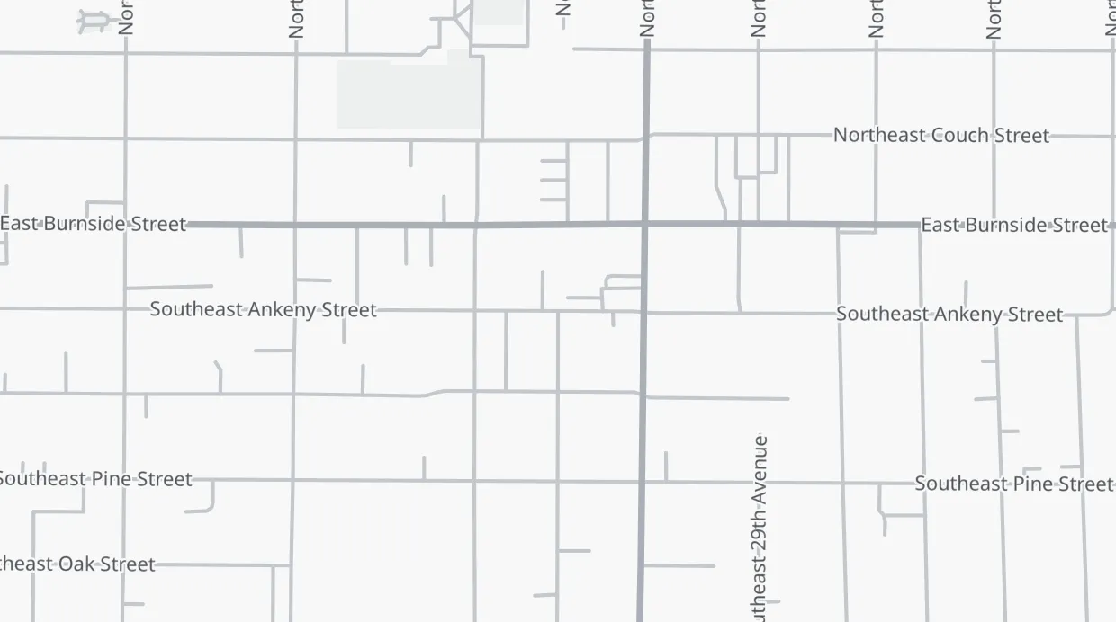 A map of the streets around SE Ankeny St & SE 27th Ave