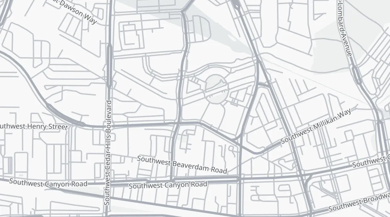 A map of the streets around The Beaverton Building