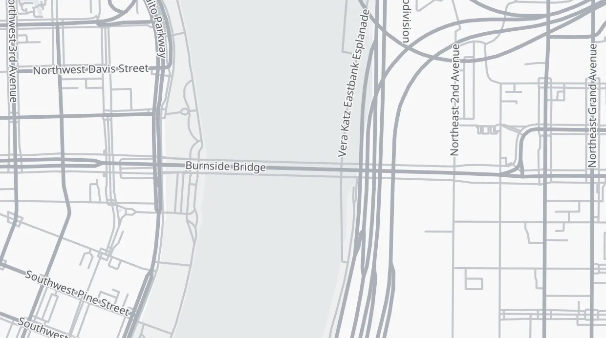 A map of the streets around Burnside Bridge
