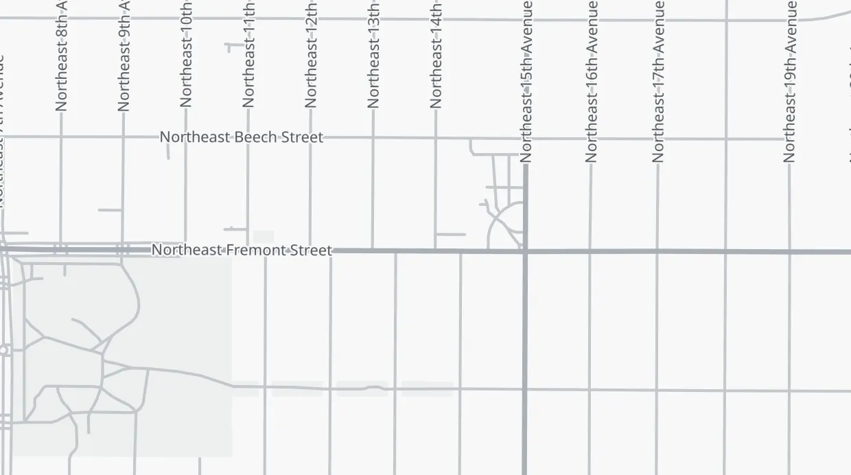 A map of the streets around Caffe Destino