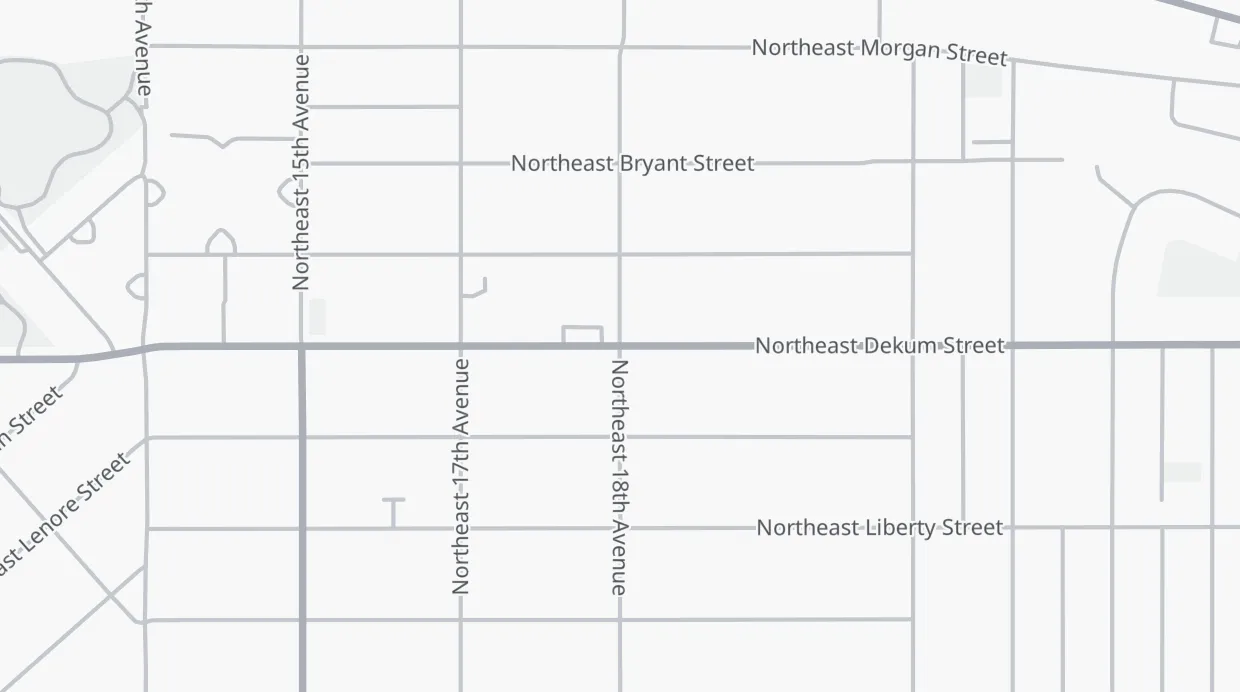 A map of the streets around NE Dekum St & NE 18th Ave