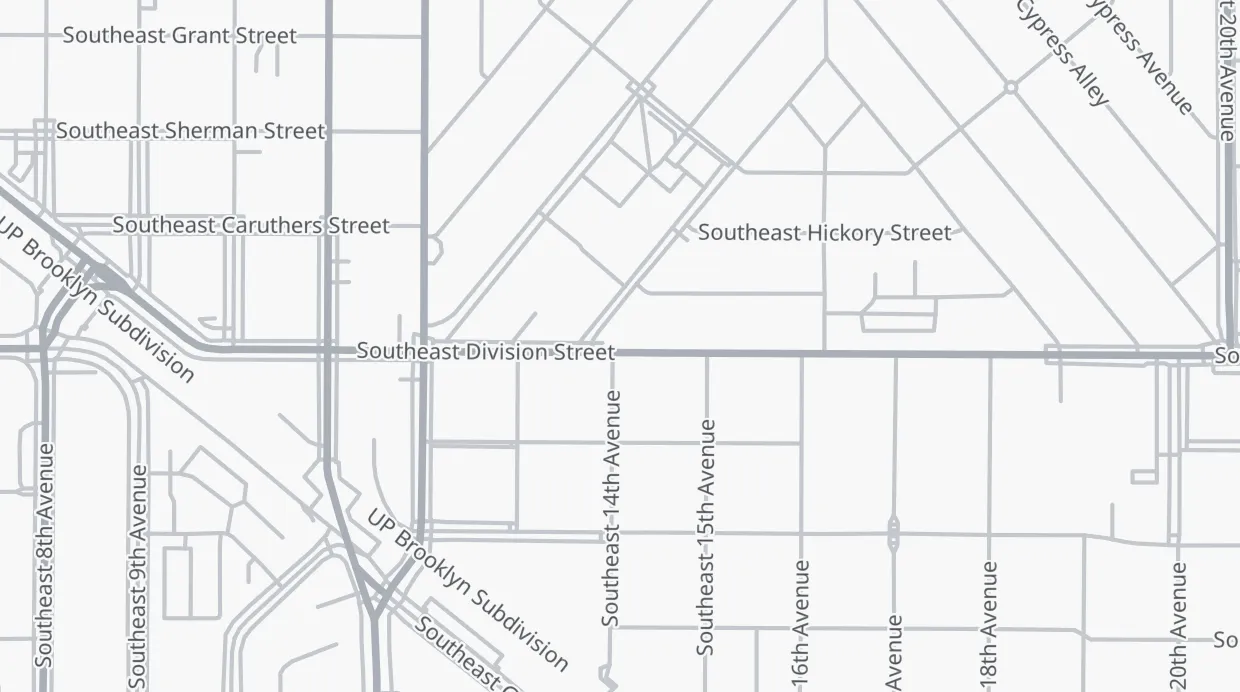 A map of the streets around 1401 SE Division St