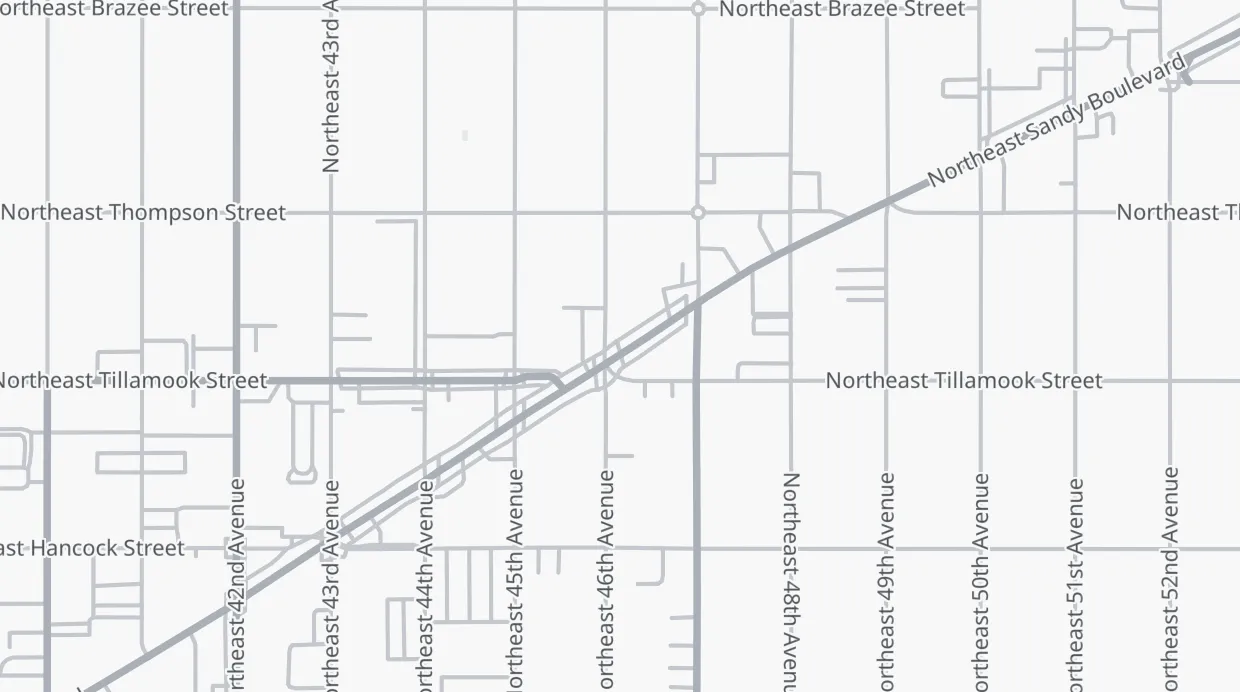 A map of the streets around 4615 NE Sandy Blvd