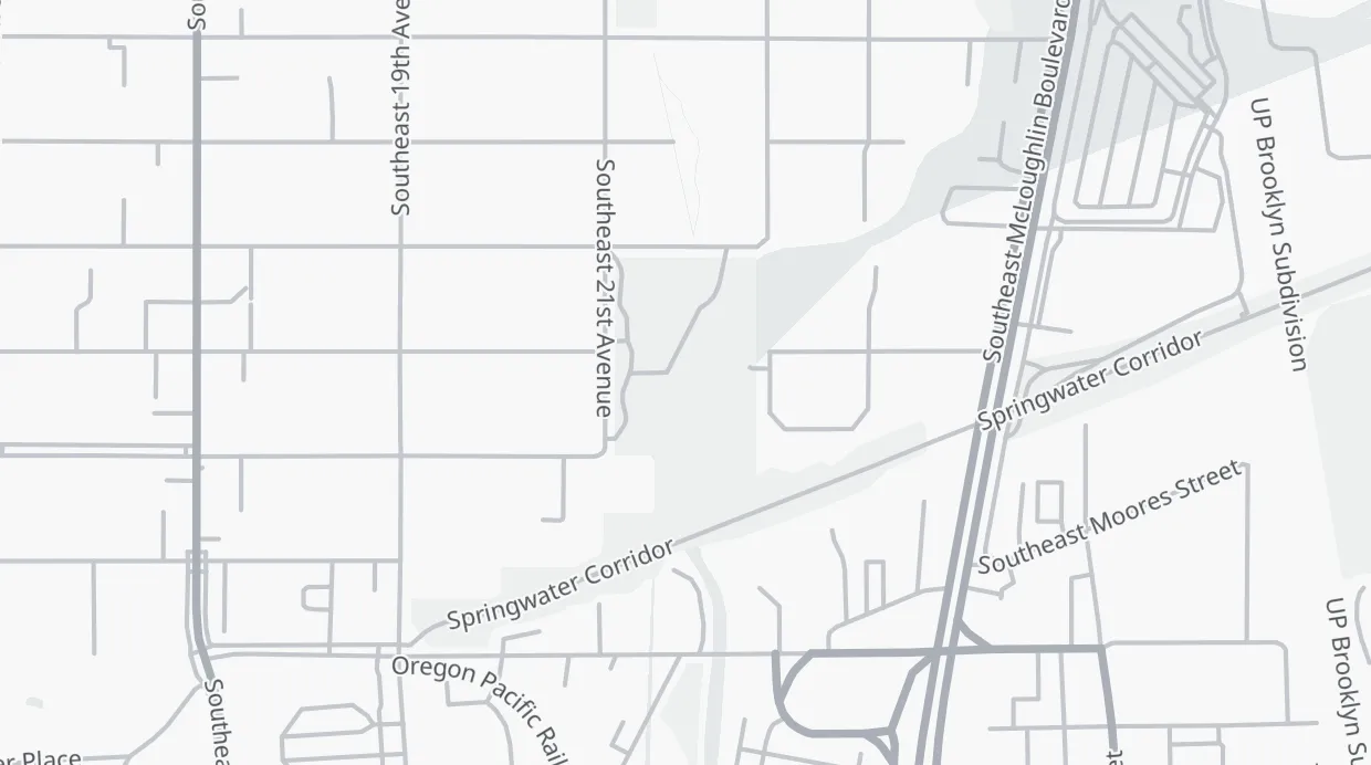A map of the streets around Johnson Creek Park