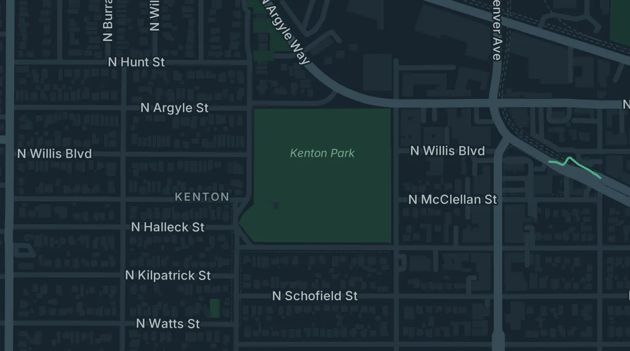 A map of the streets around Kenton Park