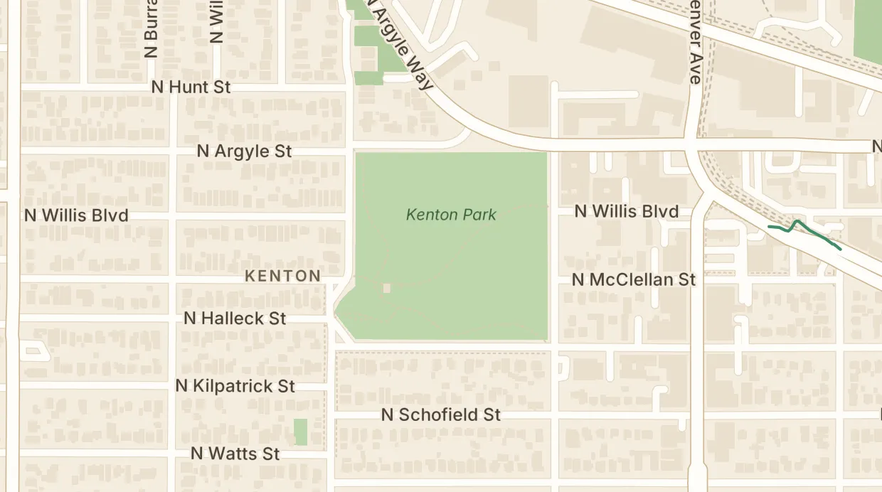 A map of the streets around Kenton Park
