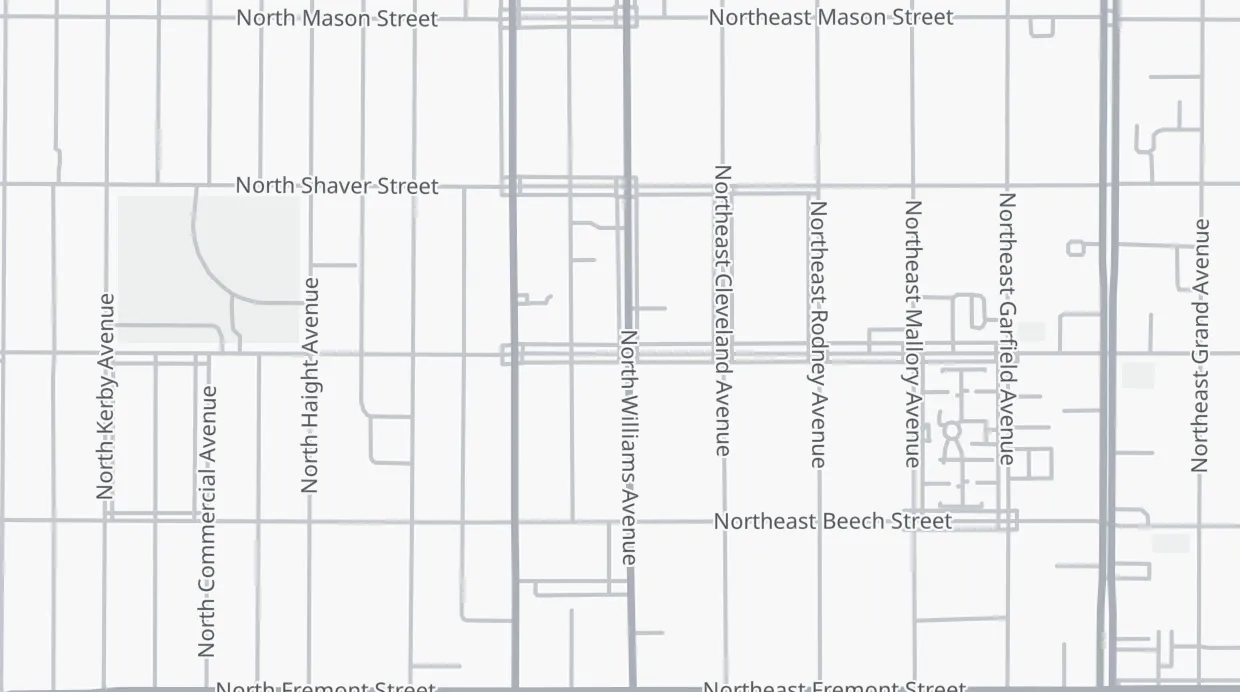 A map of the streets around 3901 N Williams Ave