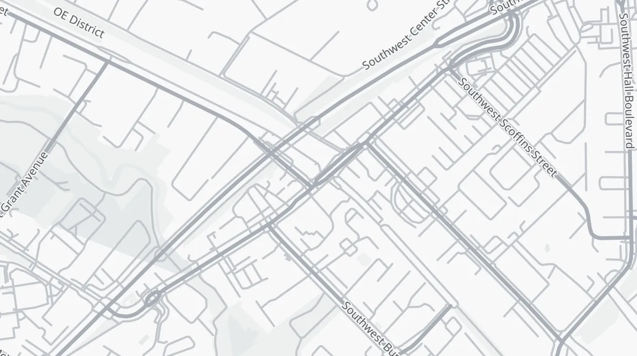 A map of the streets around 12345 SW Main St