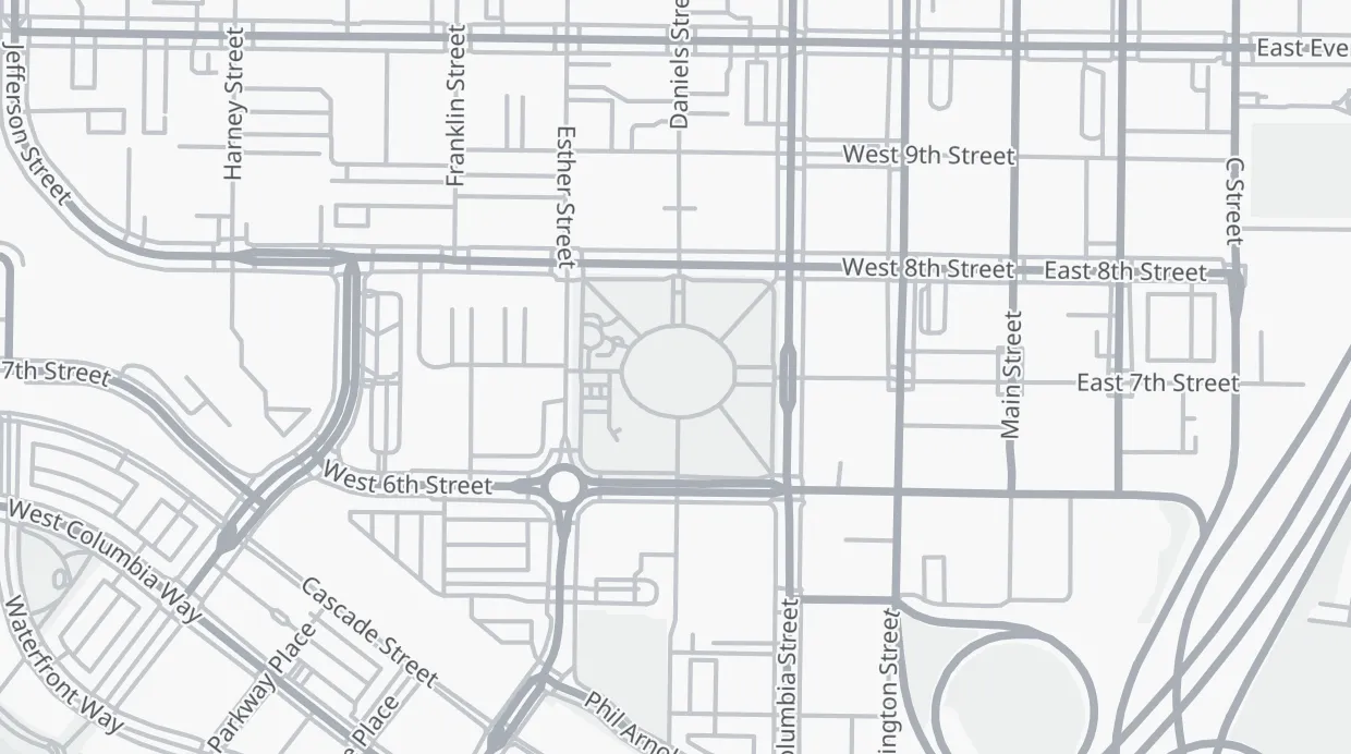 A map of the streets around Esther Short Park