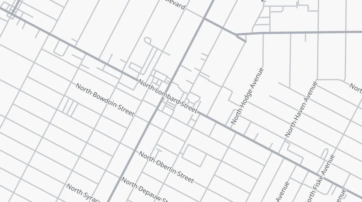 A map of the streets around 5277 N Lombard St