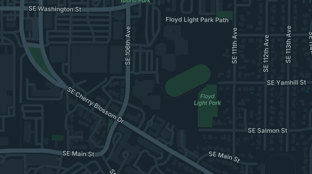 A map of the streets around East Portland Community Center