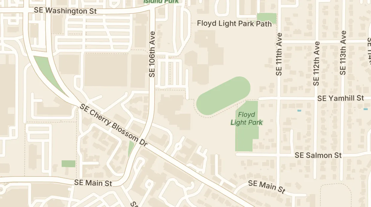 A map of the streets around East Portland Community Center