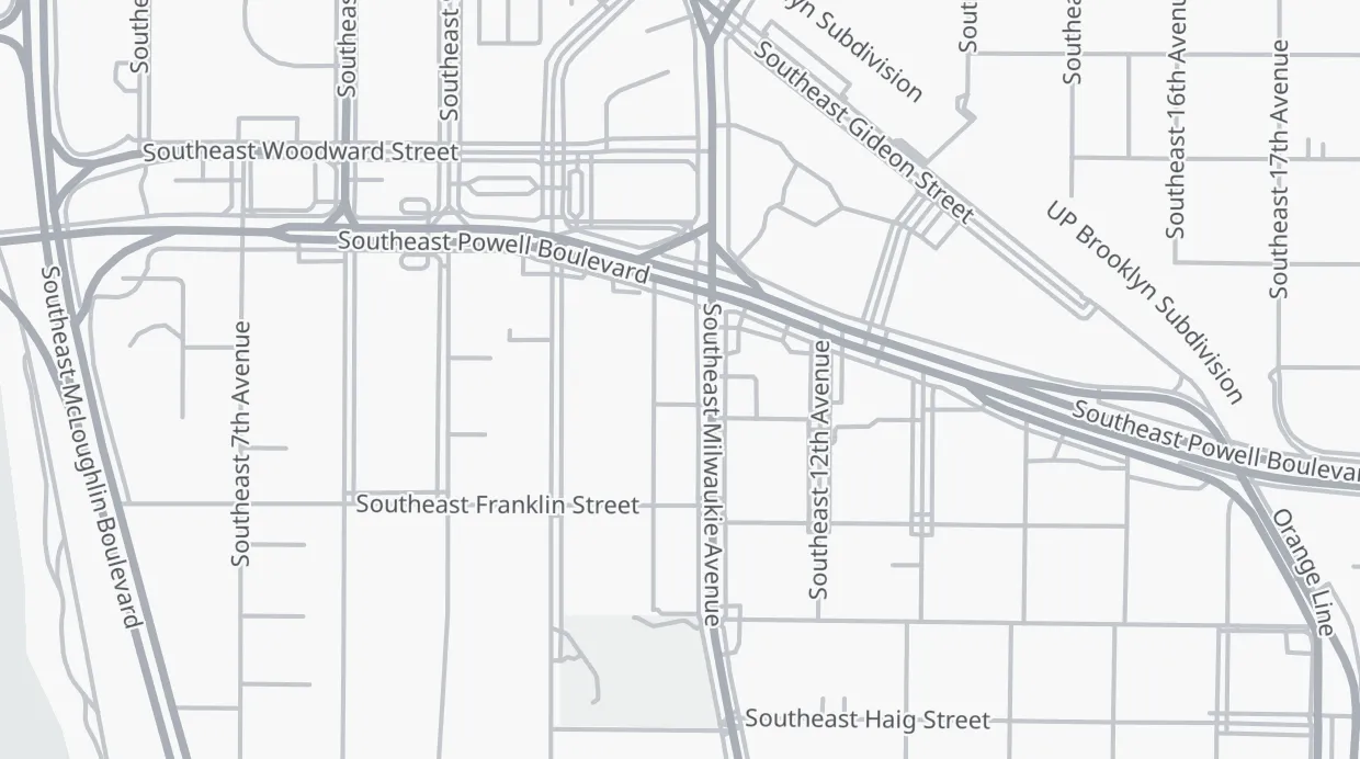 A map of the streets around TomCat Bikes