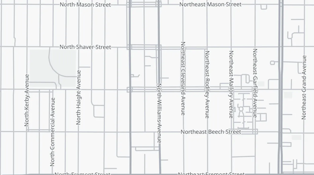 A map of the streets around 3901 N Williams Ave