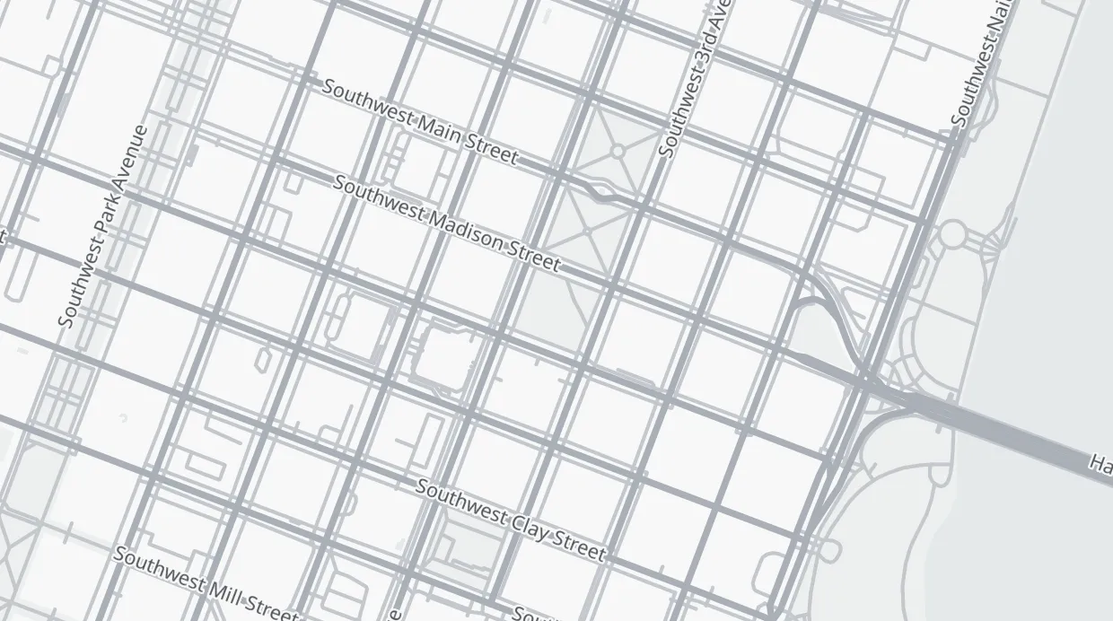 A map of the streets around Terry Schrunk Plaza