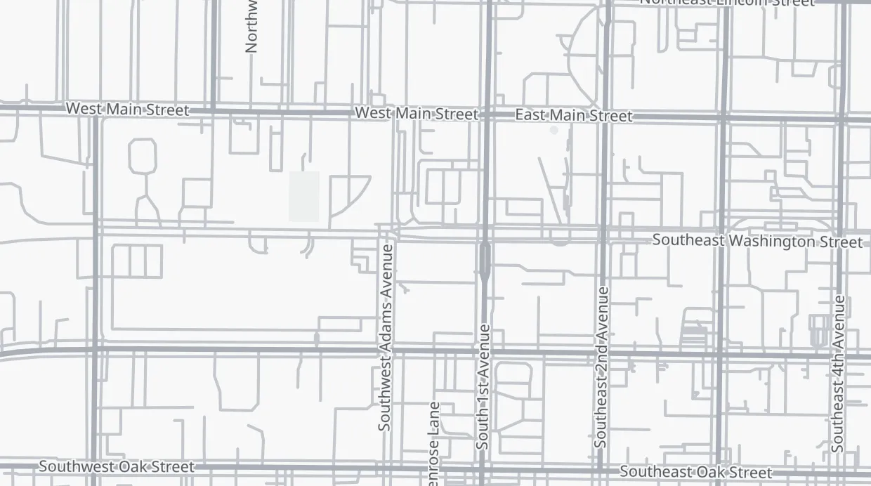 A map of the streets around 154 SW Washington St