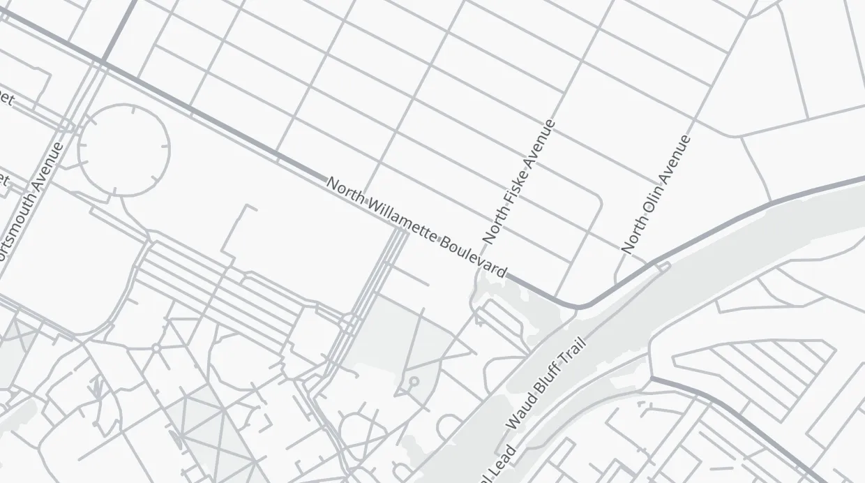 A map of the streets around 5000 N Willamette Blvd