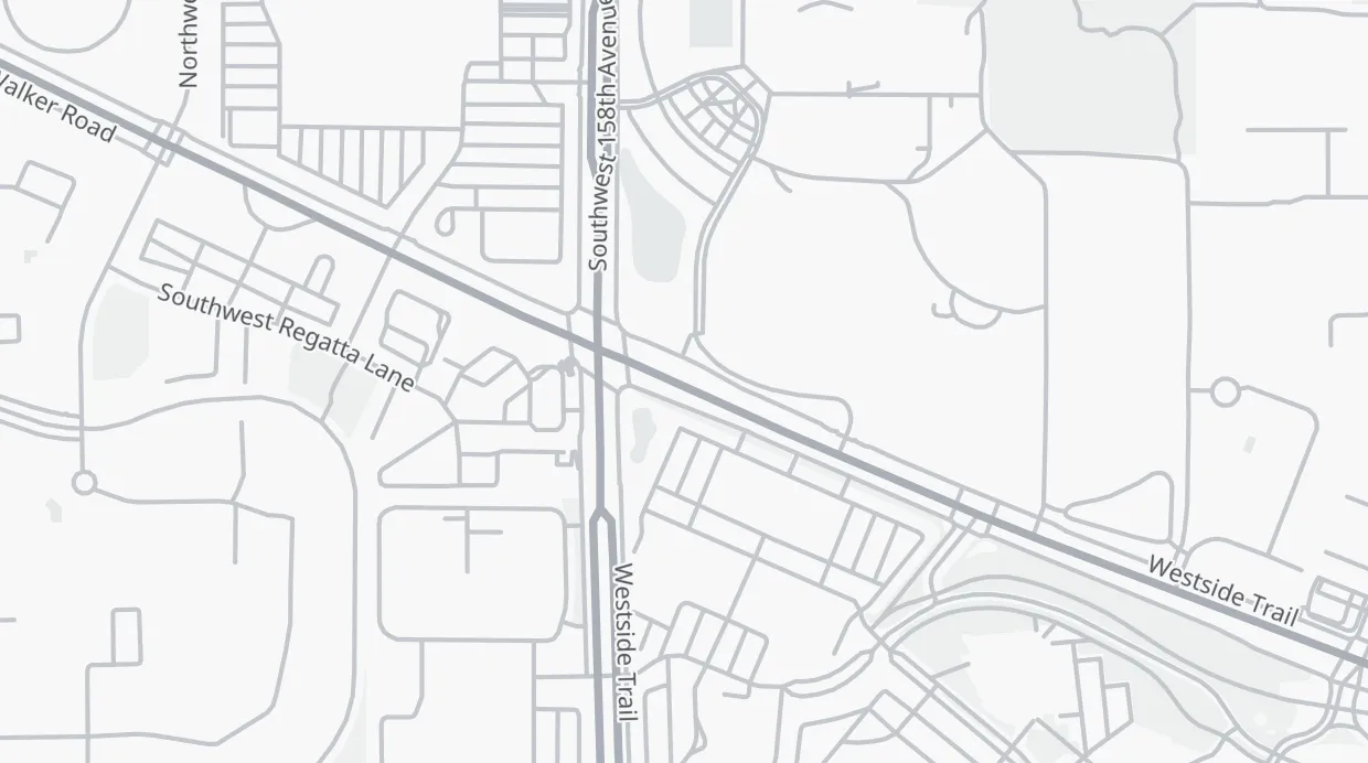 A map of the streets around 15707 SW Walker Rd