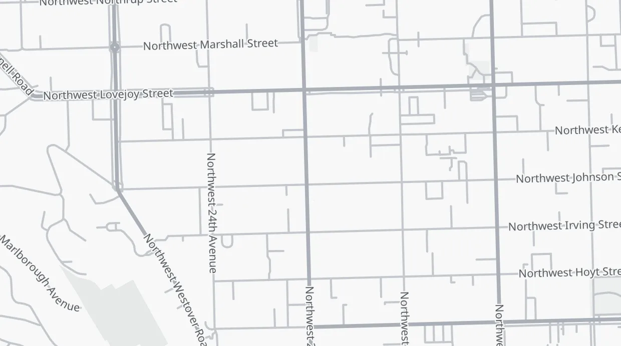 A map of the streets around 820 NW 23rd Ave