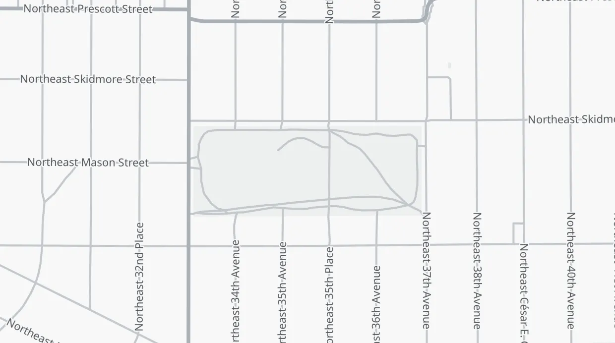 A map of the streets around Wilshire Park