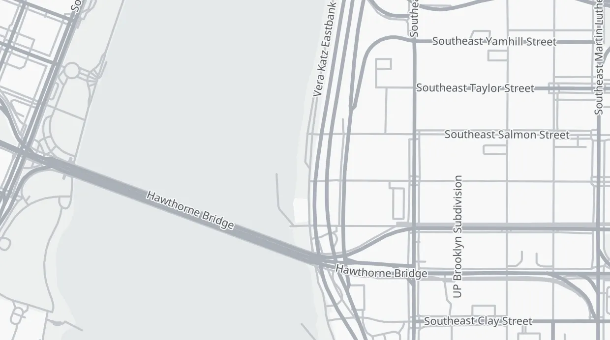 A map of the streets around Vera Katz Statue