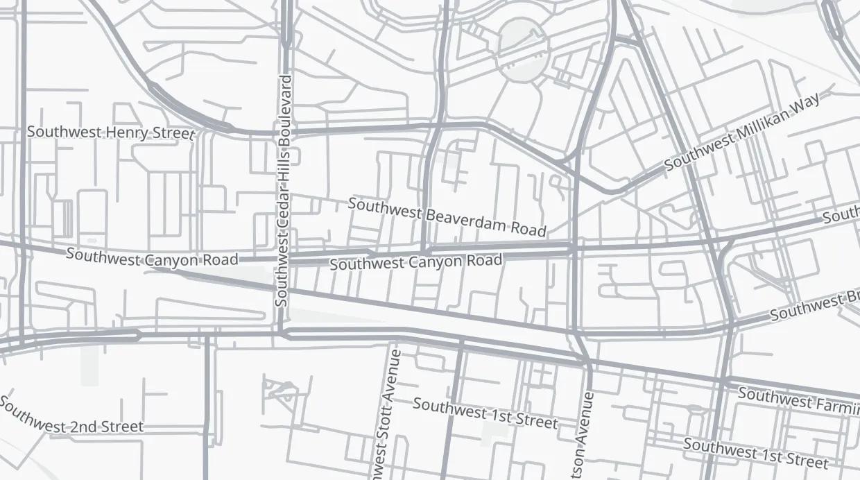 A map of the streets around 4250 SW Rose Biggi Ave