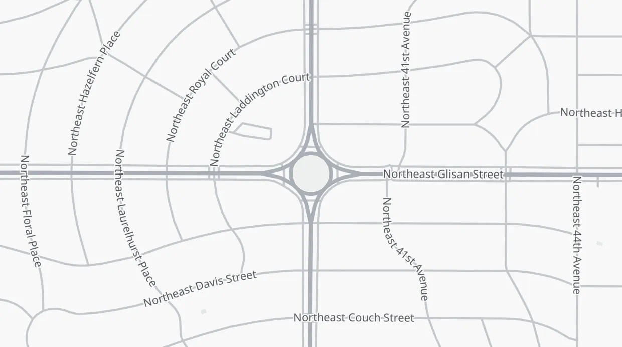 A map of the streets around Coe Circle