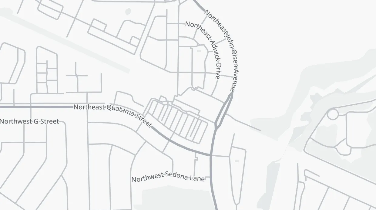 A map of the streets around Quatama