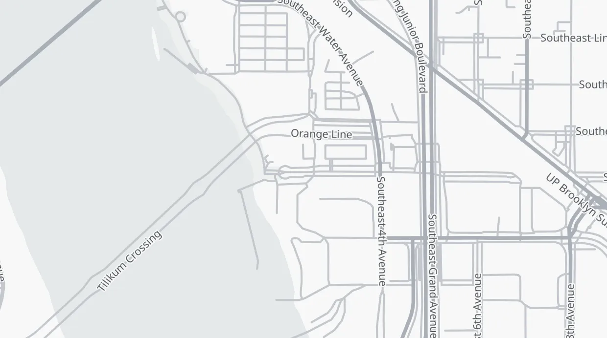 A map of the streets around 211 SE Caruthers St
