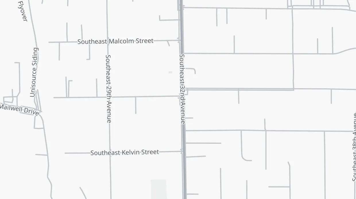 A map of the streets around Milwaukie Cafe and Bottle Shop