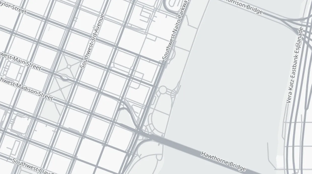 A map of the streets around SW Naito Pkwy & SW Salmon St