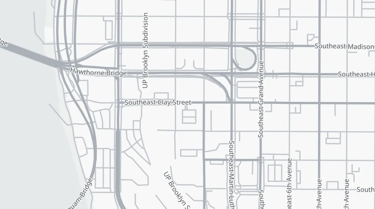 A map of the streets around 240 SE Clay St