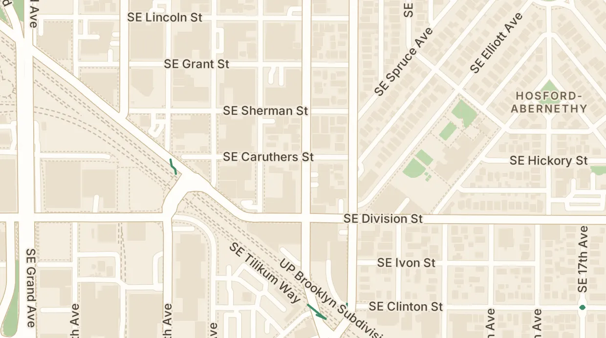 A map of the streets around 2415 SE 11th Ave