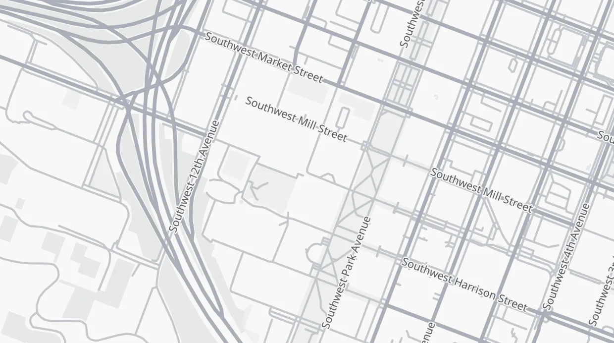A map of the streets around SW Montgomery St & SW 10th Ave