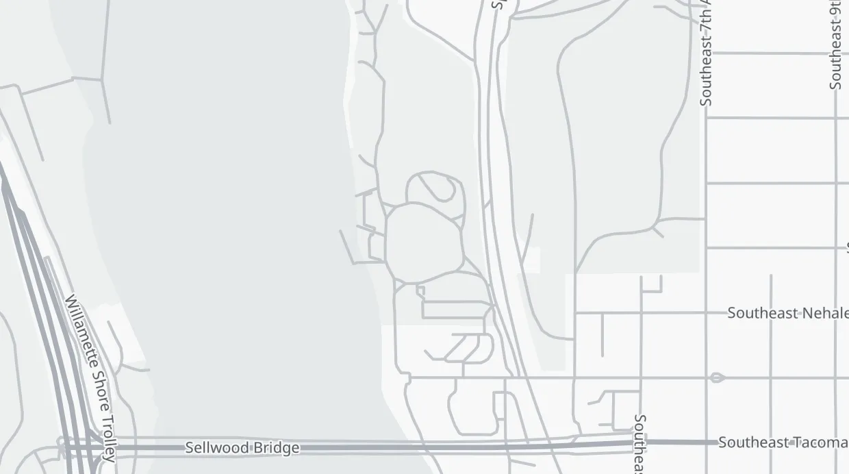 A map of the streets around Sellwood Riverfront Park