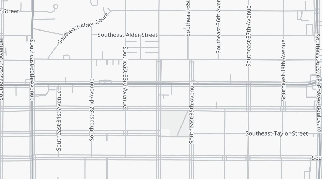 A map of the streets around 916 SE 34th Ave