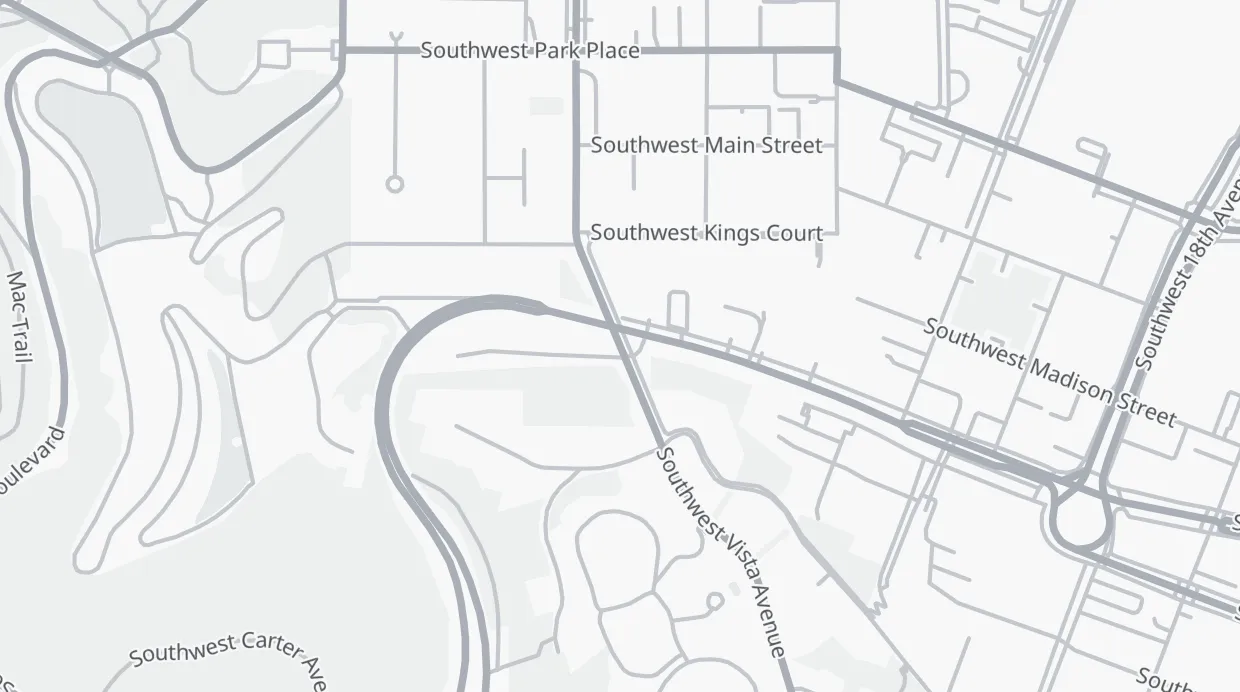 A map of the streets around Vista Bridge