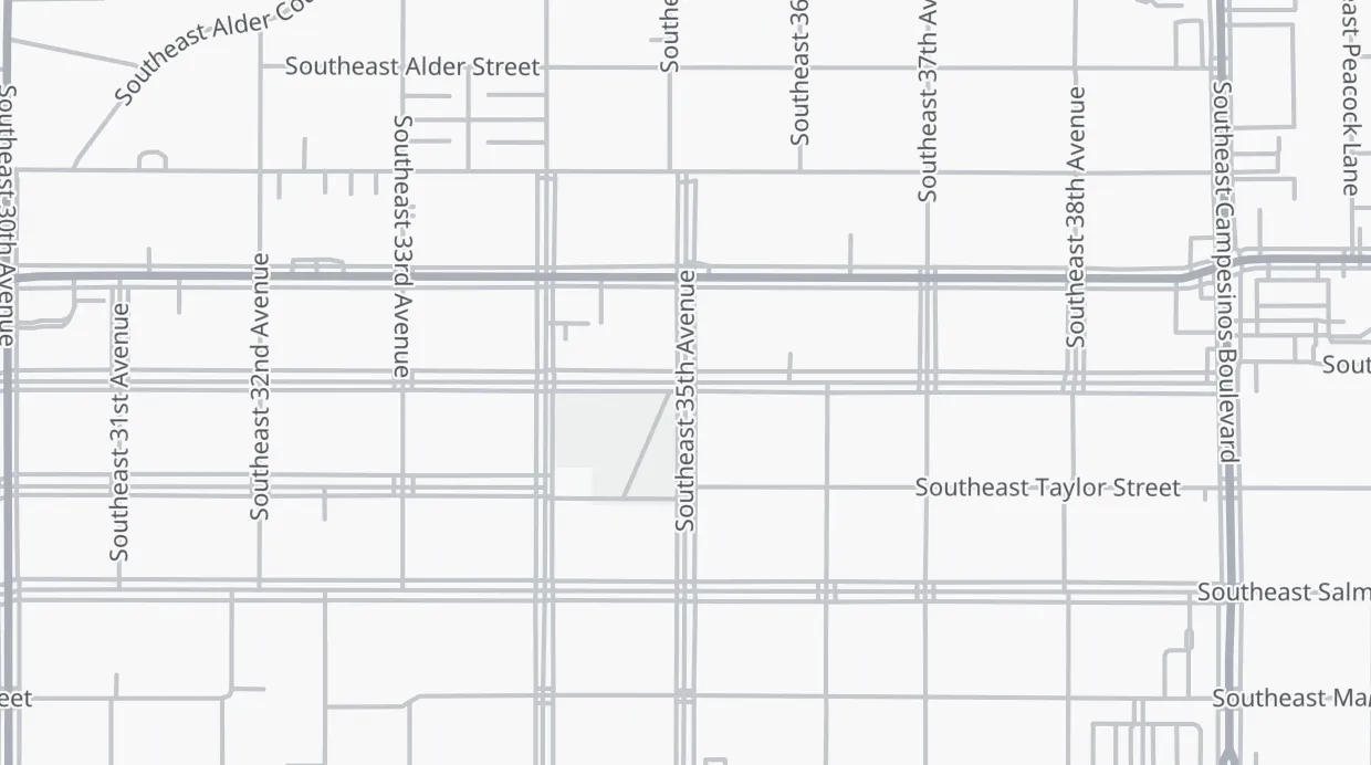 A map of the streets around SE Yamhill St & SE 35th Ave