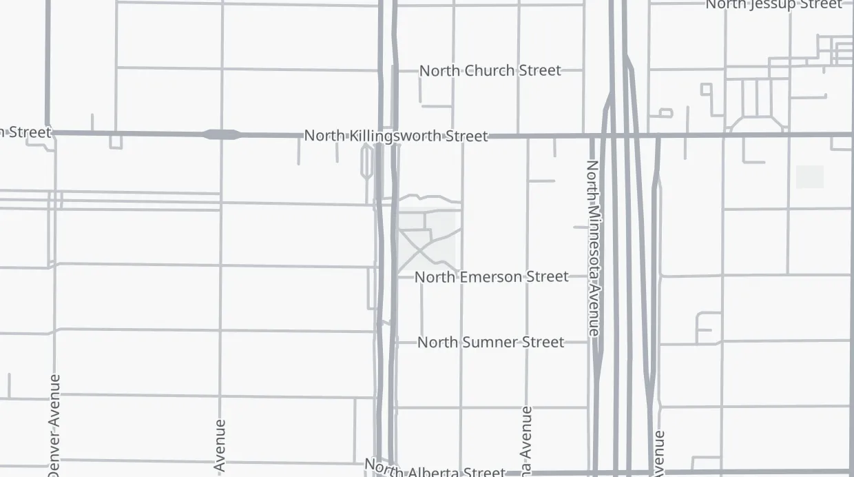 A map of the streets around Patton Square Park