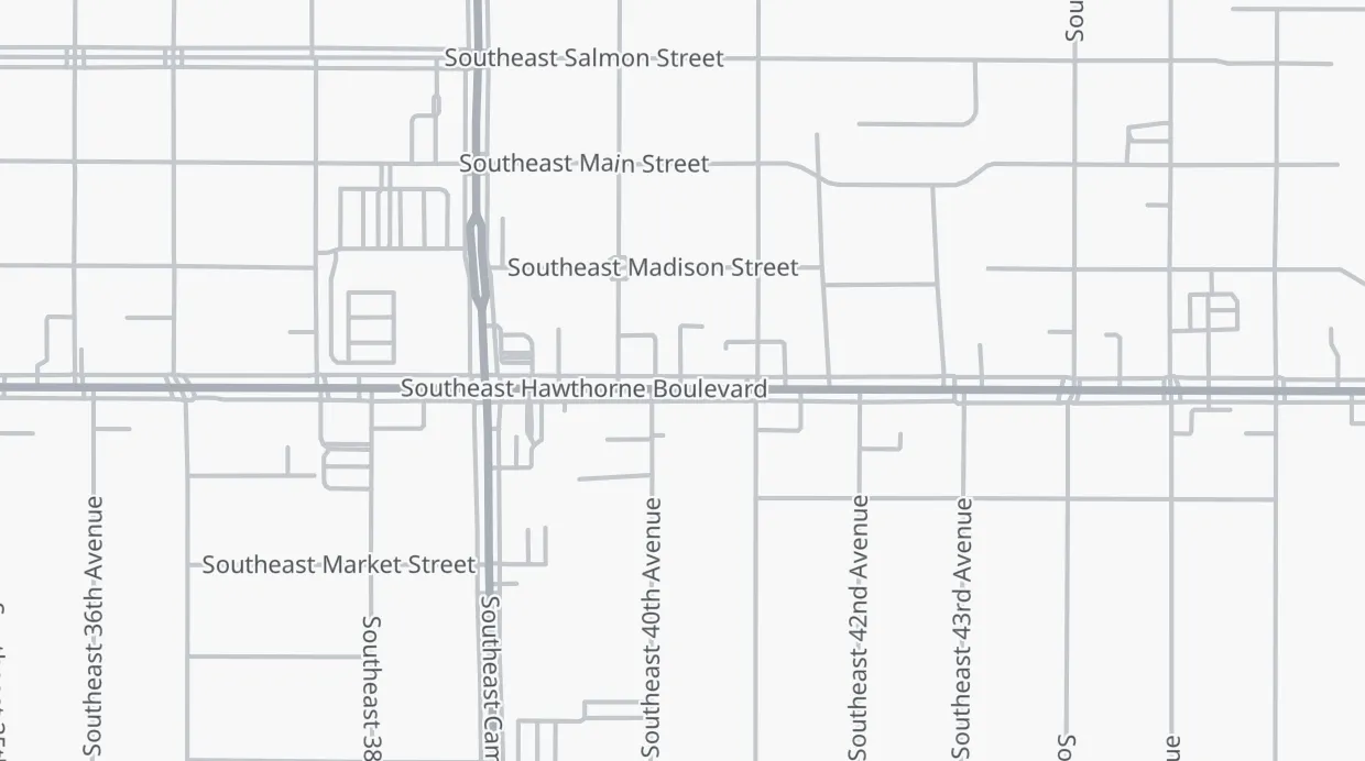 A map of the streets around 4029 SE Hawthorne Blvd