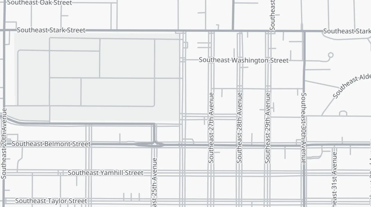 A map of the streets around 704 SE 26th Ave