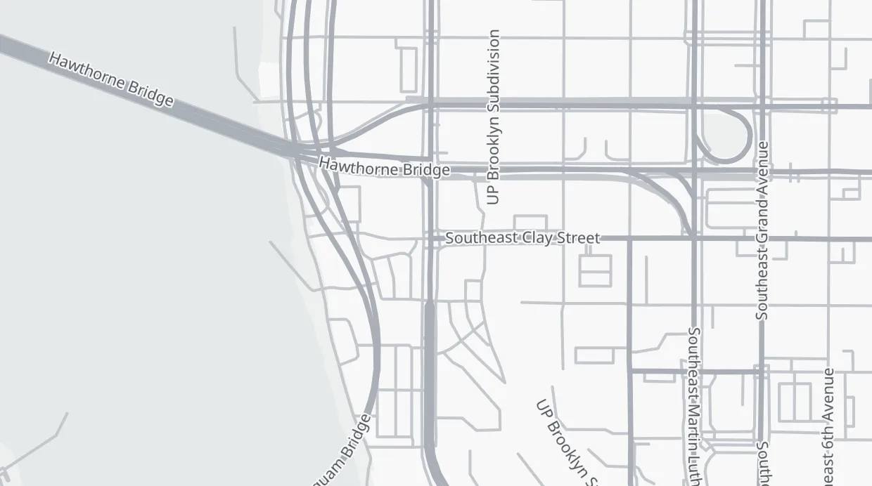 A map of the streets around 2 SE Clay St