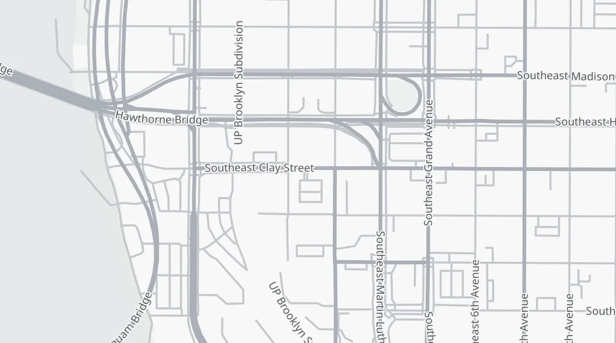 A map of the streets around 240 SE Clay St