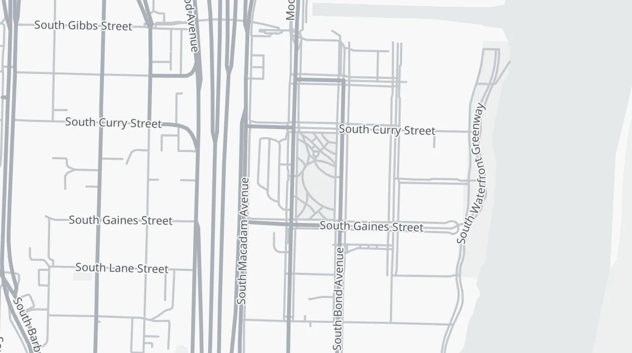 A map of the streets around Elizabeth Caruthers Park