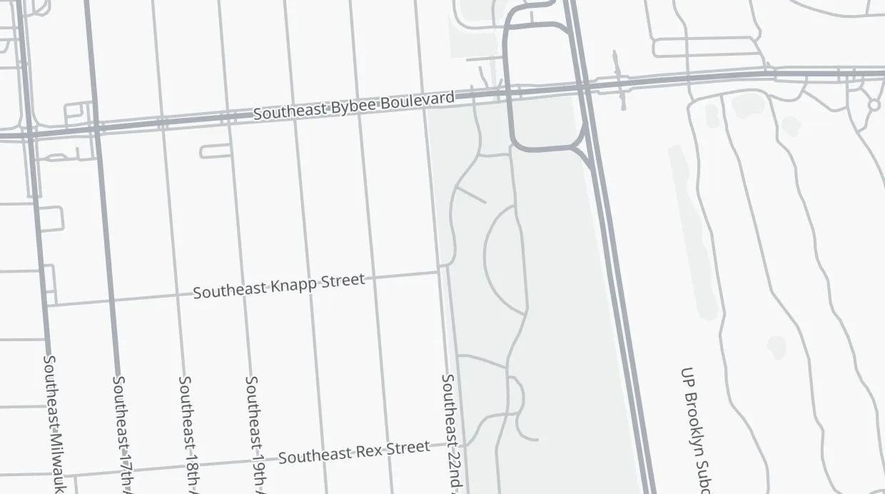 A map of the streets around 7700 SE 22nd Ave