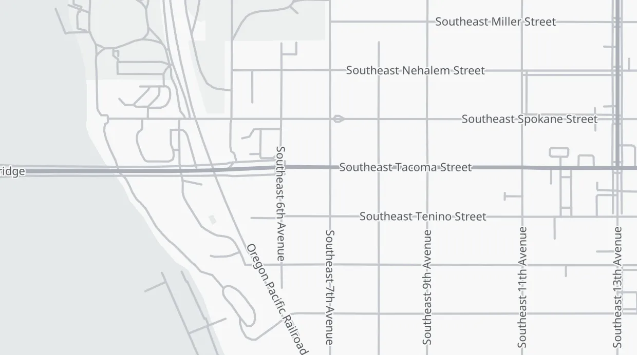 A map of the streets around Muddy Rudder