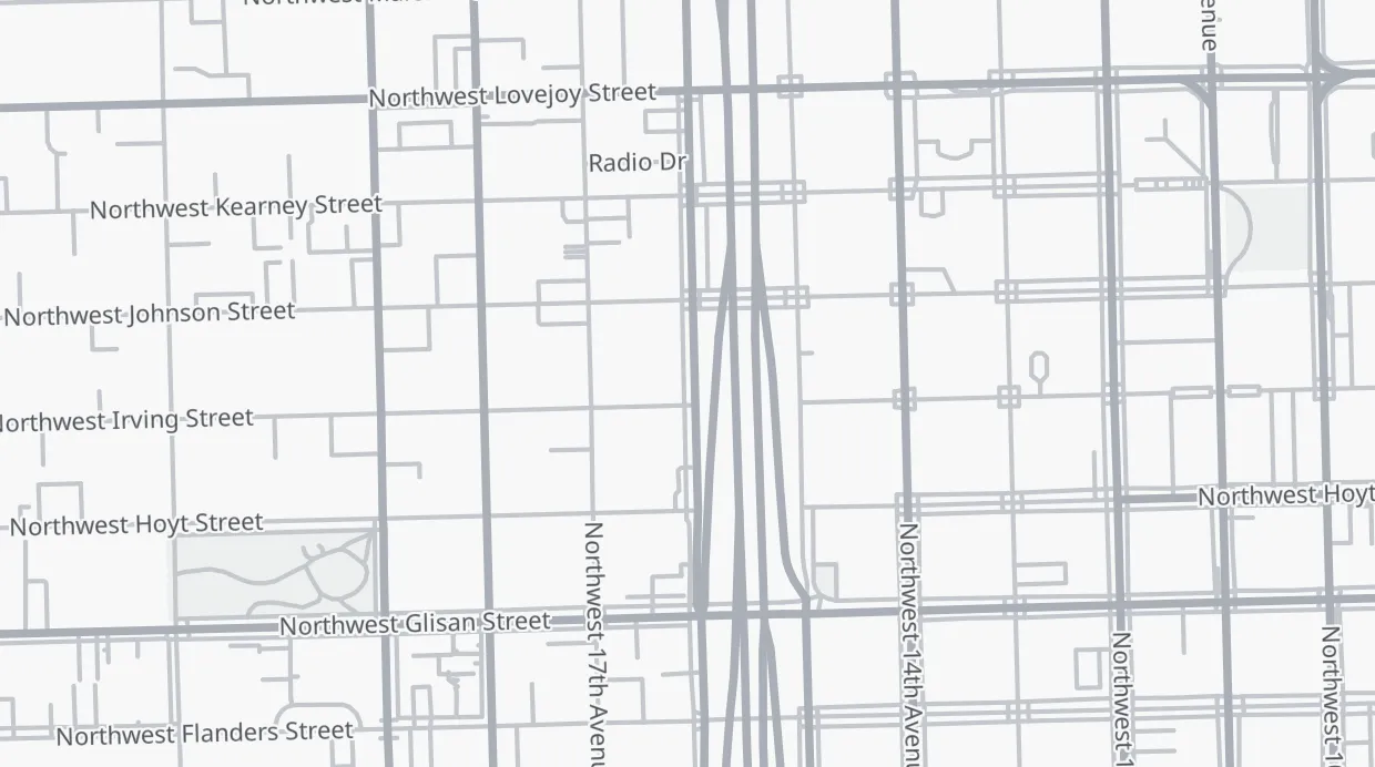 A map of the streets around 717 NW 16th Ave