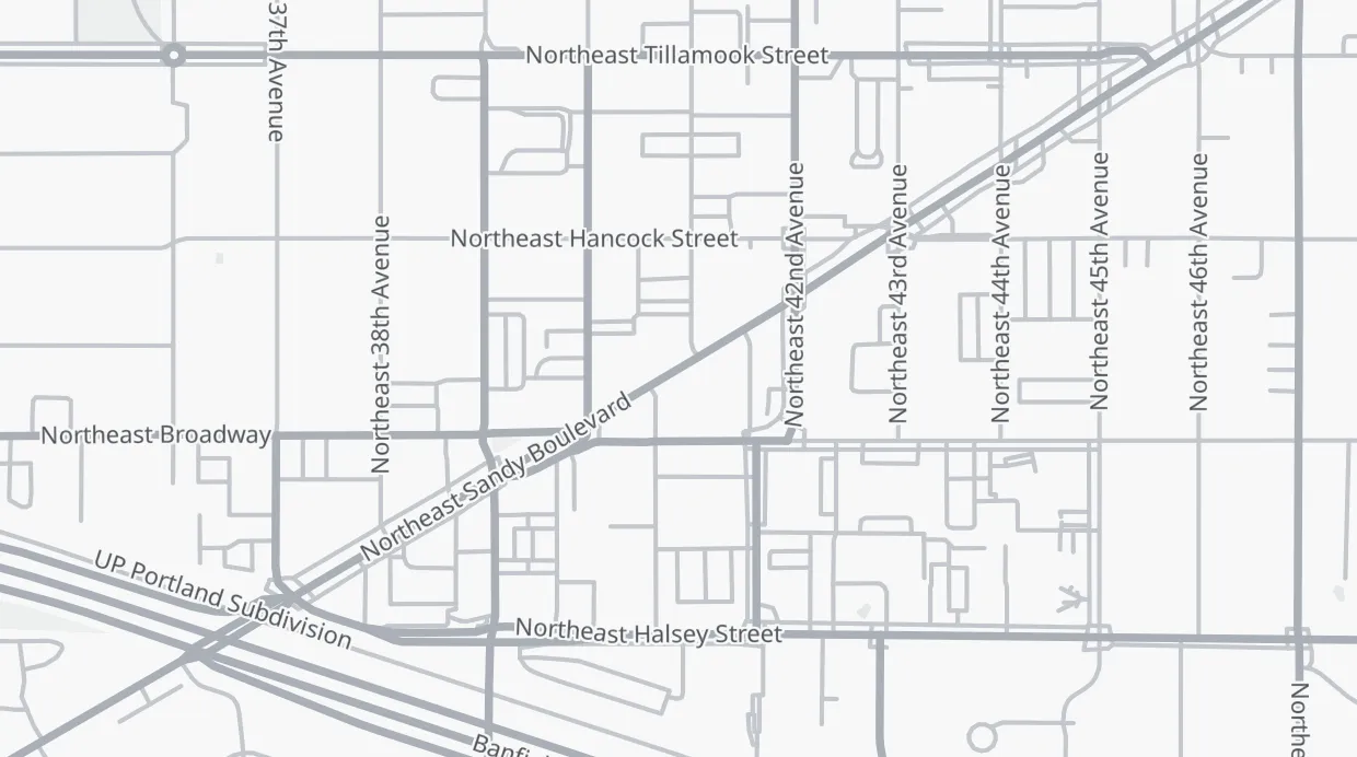 A map of the streets around 4110 NE Sandy Blvd