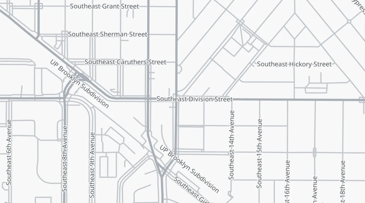 A map of the streets around 1216 SE Division St